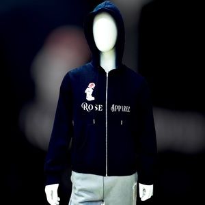 Rose apparel embroidered black sweater great quality